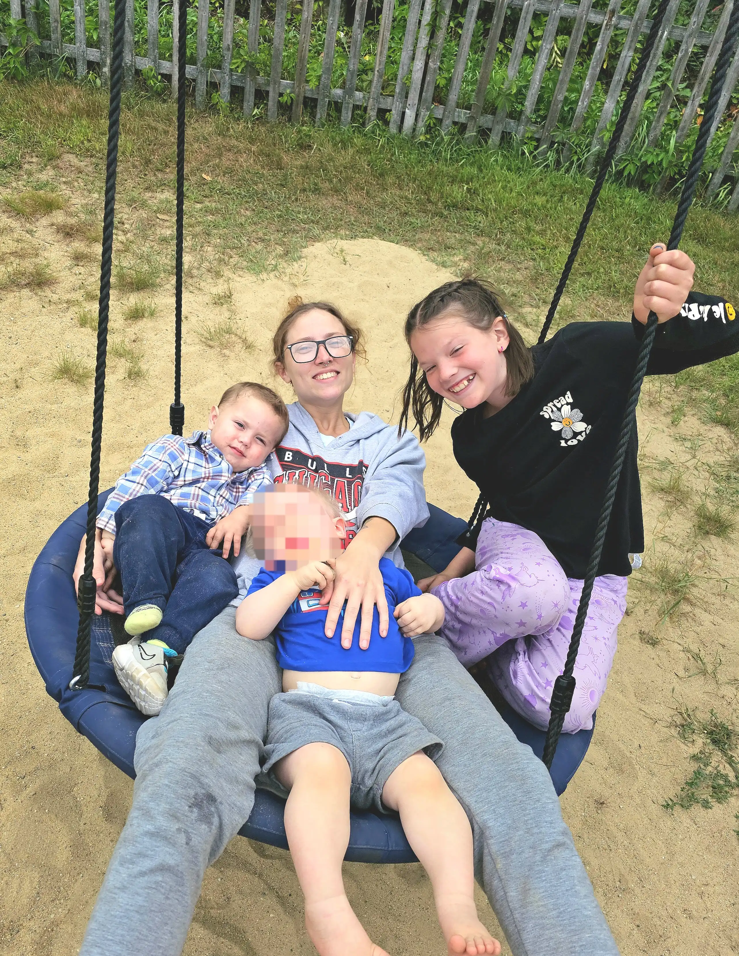 Kids on the outdoor swing